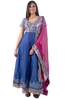 Blue Anarkali With Pink Dupatta