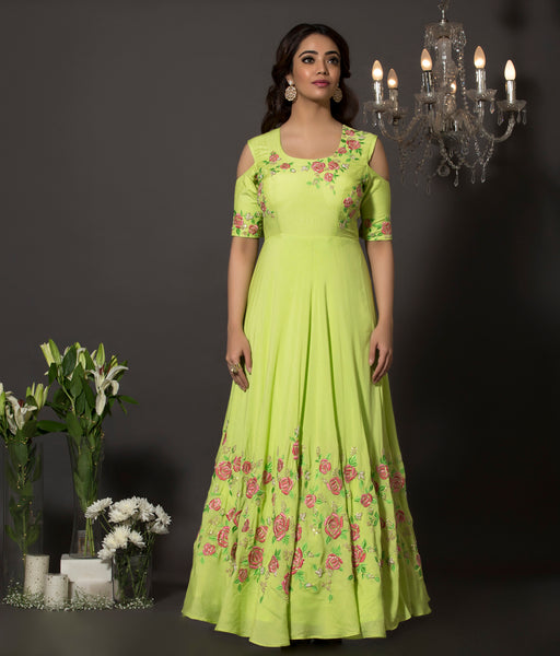 Long frock shoulder cut hot sale
