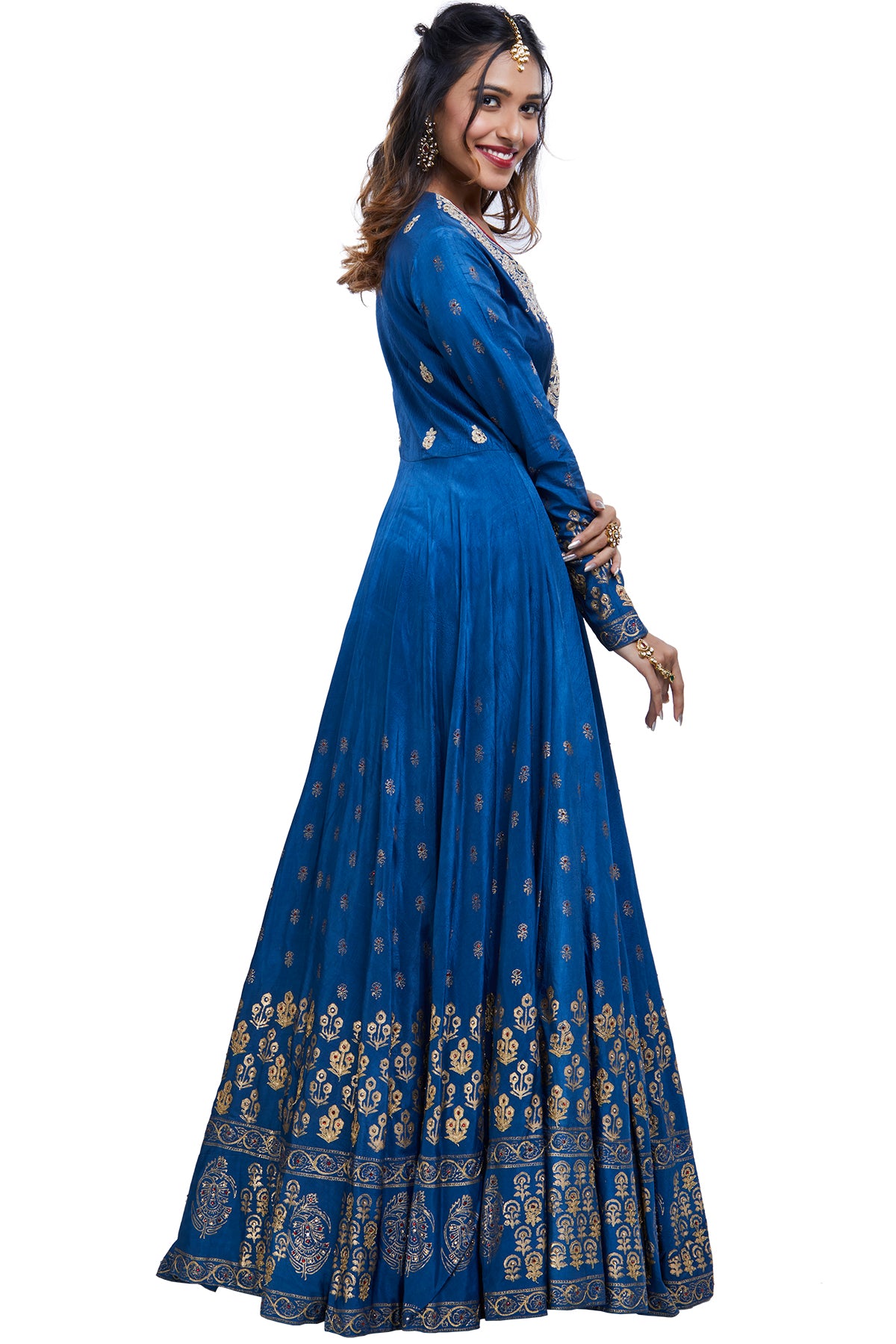 Blue Anarkali Gown with Dupatta