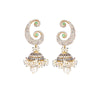 Bridge the beauty of modern and traditional with these antique gold mixed metal alloy earrings made jazzy with pearls and accented mint green studs.
