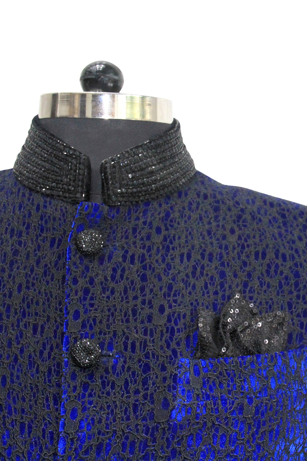 Blue Textured Sherwani