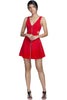 Go the spicy way for your next date night in this sexy cut-out mini dress with a low neck and front zip. 
