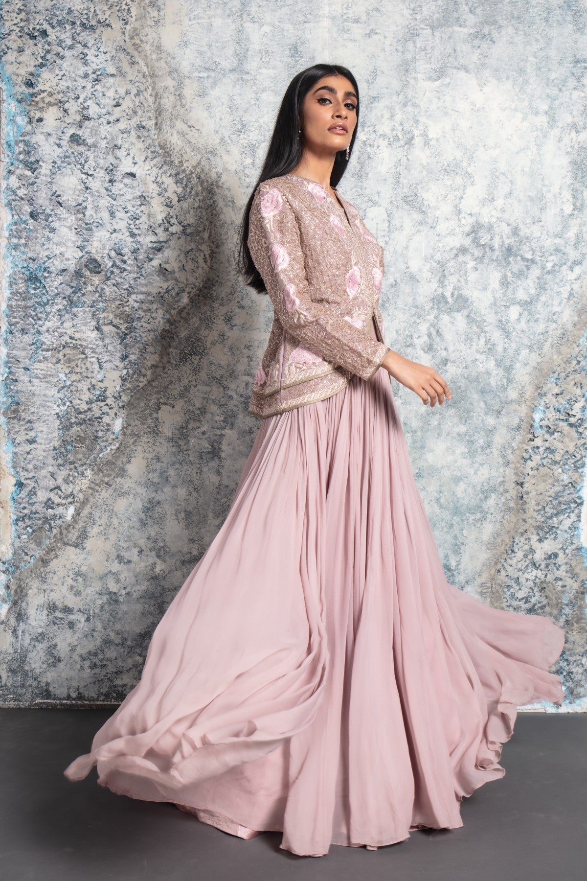 Carnation Pink Gown with koti