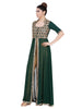 Bottle green top with golden pencil pants