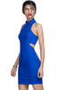 Got it, flaunt it! Arrest everyone's attention at once in this electric blue bodycon dress with cut-outs at the waist.

