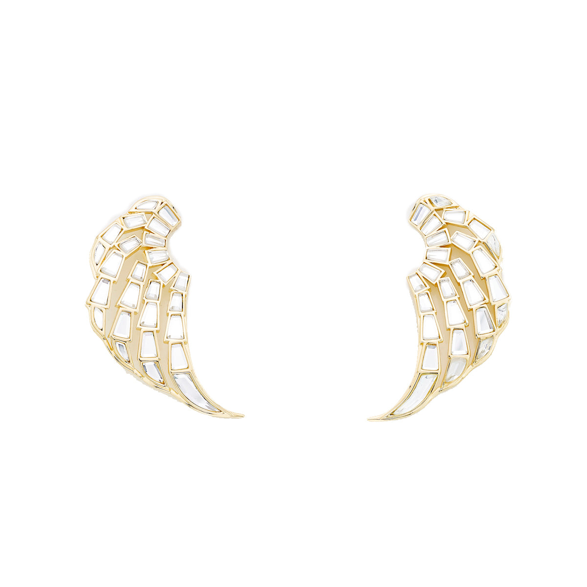 Going Angel wings as earrings? Sure, why not! Handcrafted with mirror and gold plated brass.
