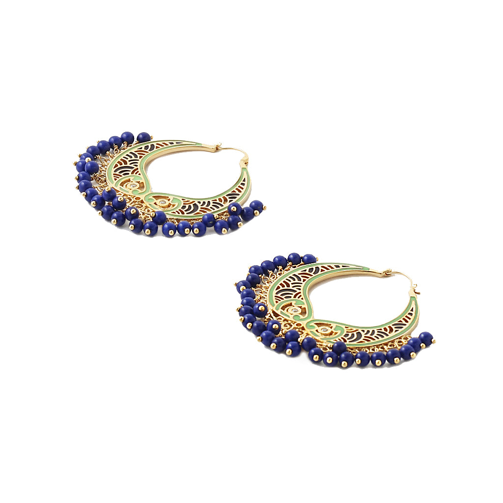 Blue and Green Hoop Earrings