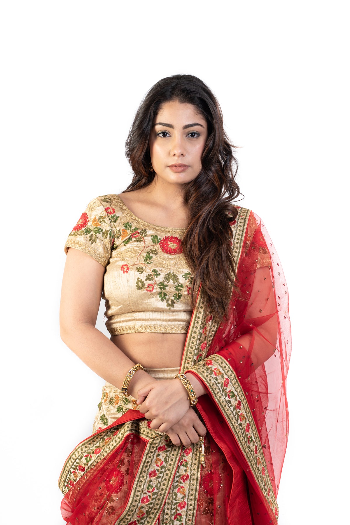 Beige Lehenga Set With Tread Embroidery