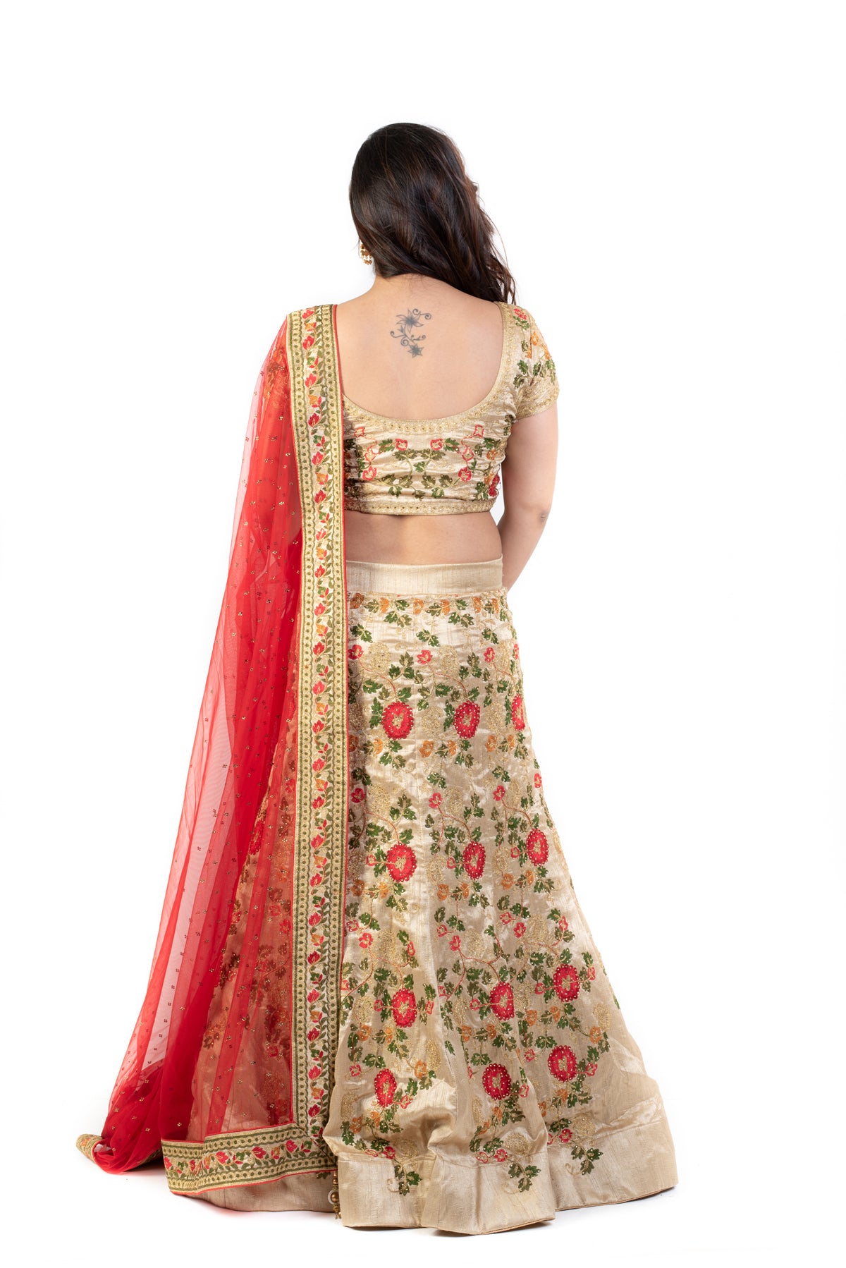 Beige Lehenga Set With Tread Embroidery