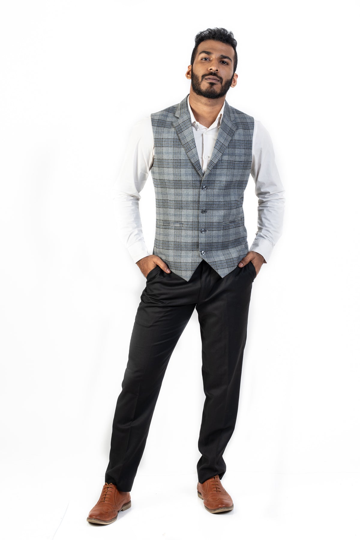 Grey Plaid Waistcoat