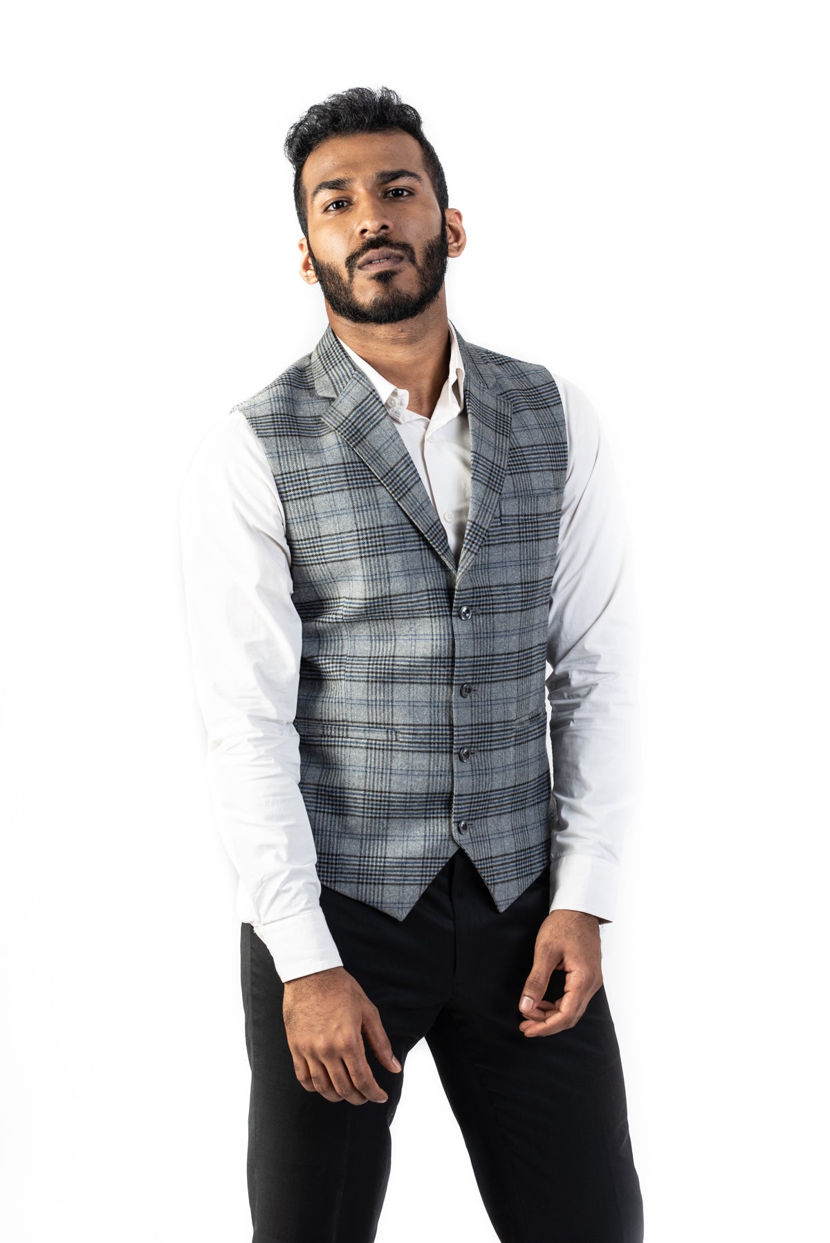 Grey Plaid Waistcoat