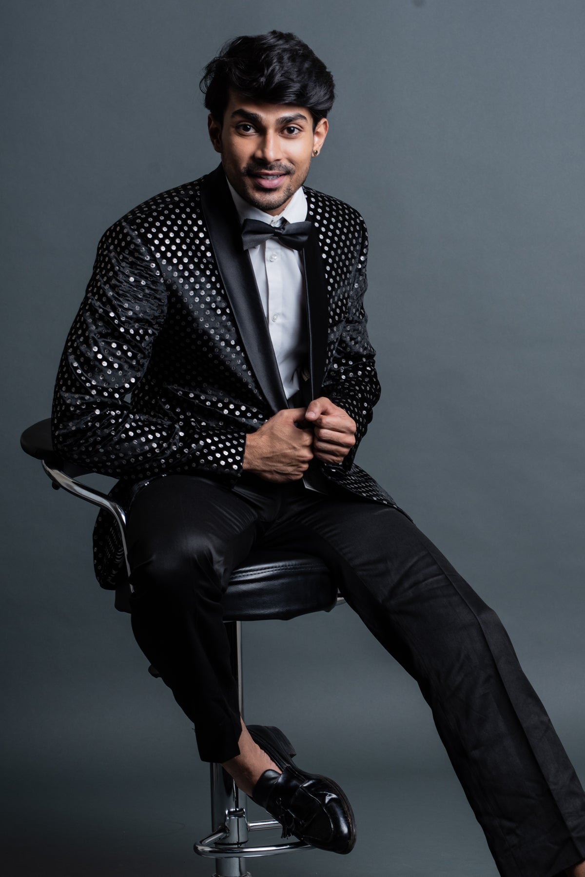 Black dotted blazer hotsell