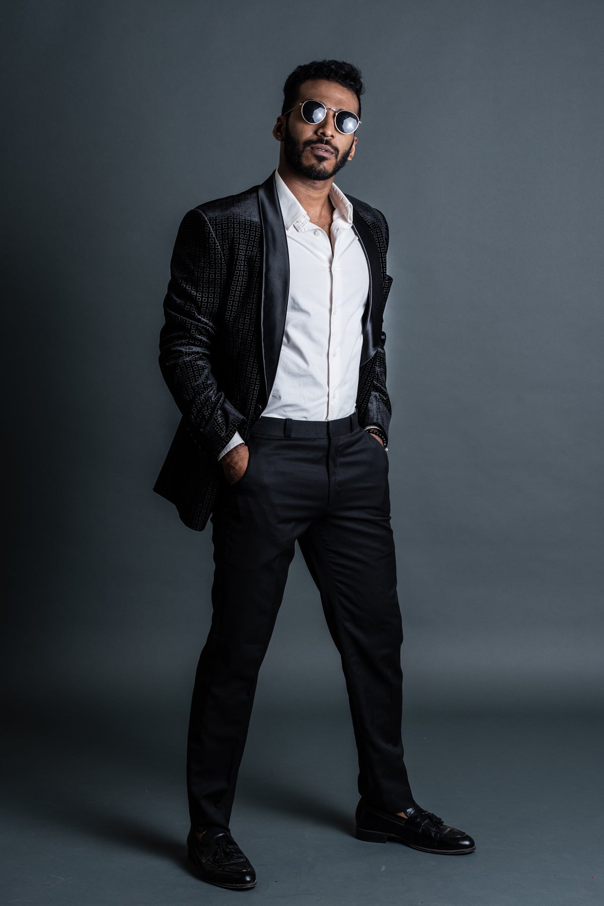 Black Blazer With Geometric Sequin