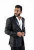Black Blazer With Geometric Texture