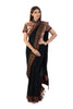 Black Sari With Beige Velvet Blouse