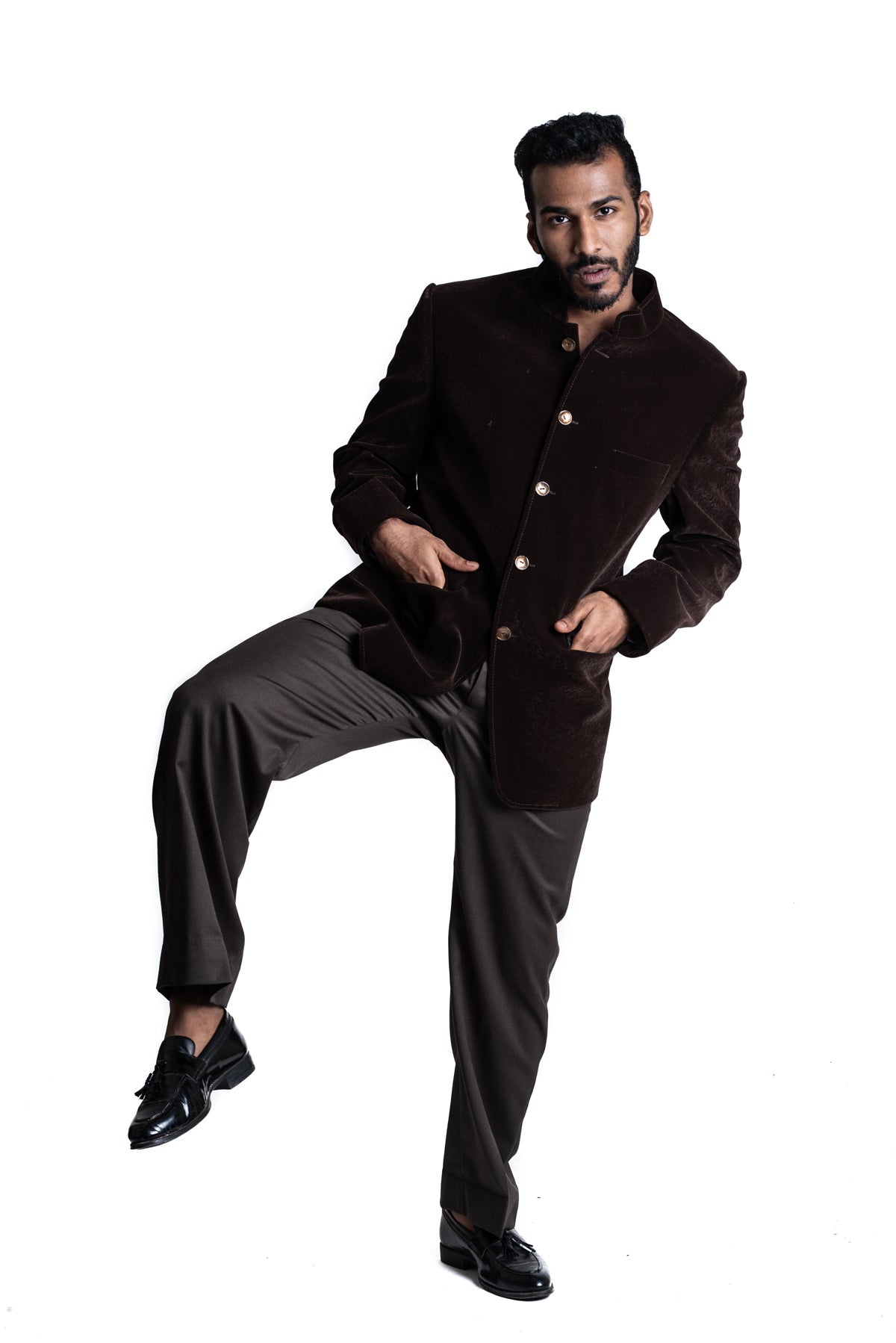 Dark Brown Velvet Bandgala