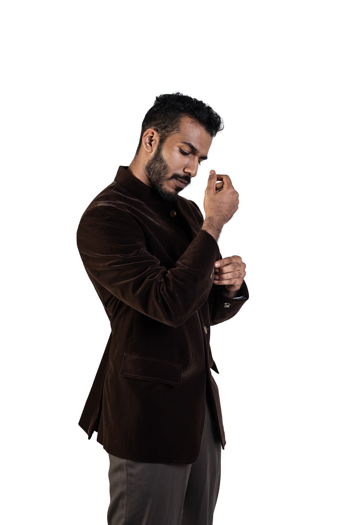 Dark Brown Velvet Bandgala