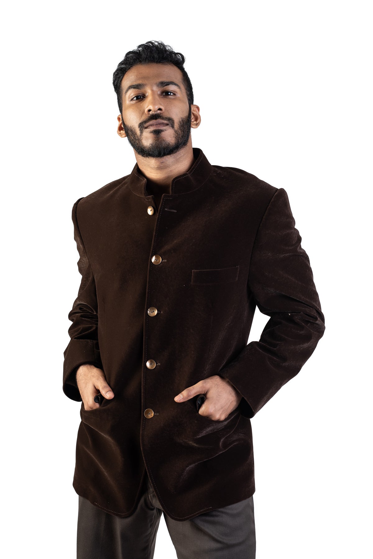Dark Brown Velvet Bandgala