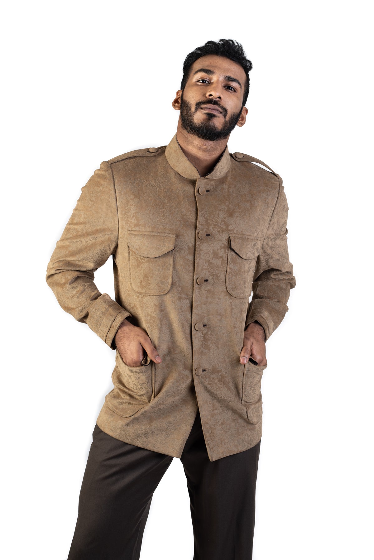 Beige Suede Bandgala