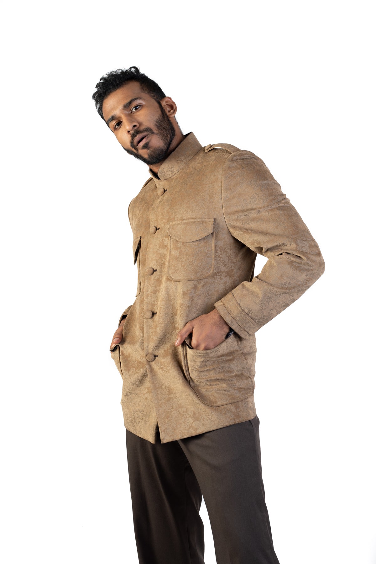 Beige Suede Bandgala