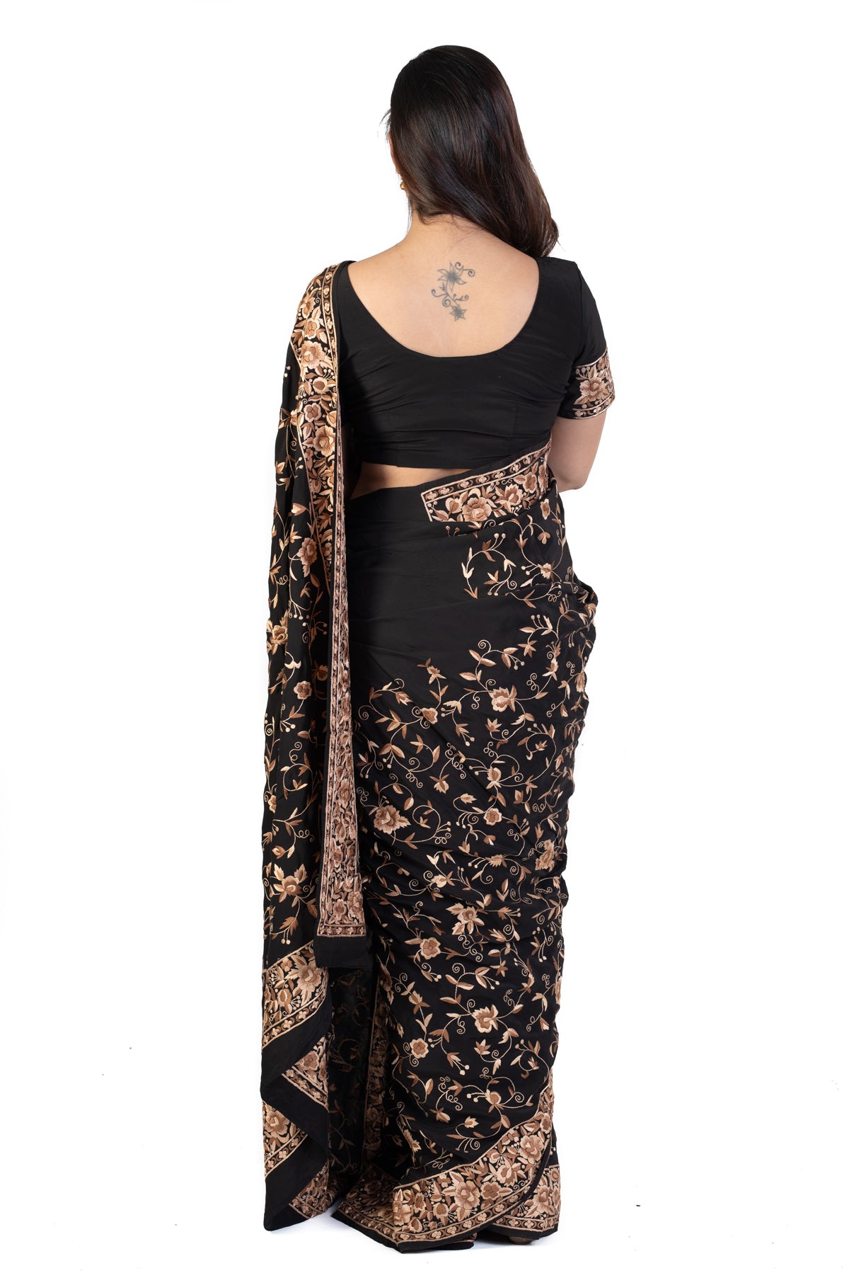 Black Parsi Saree With Gara Embroidery