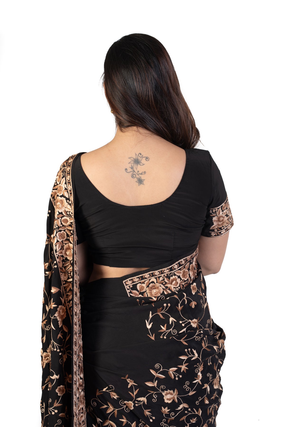 Black Parsi Saree With Gara Embroidery