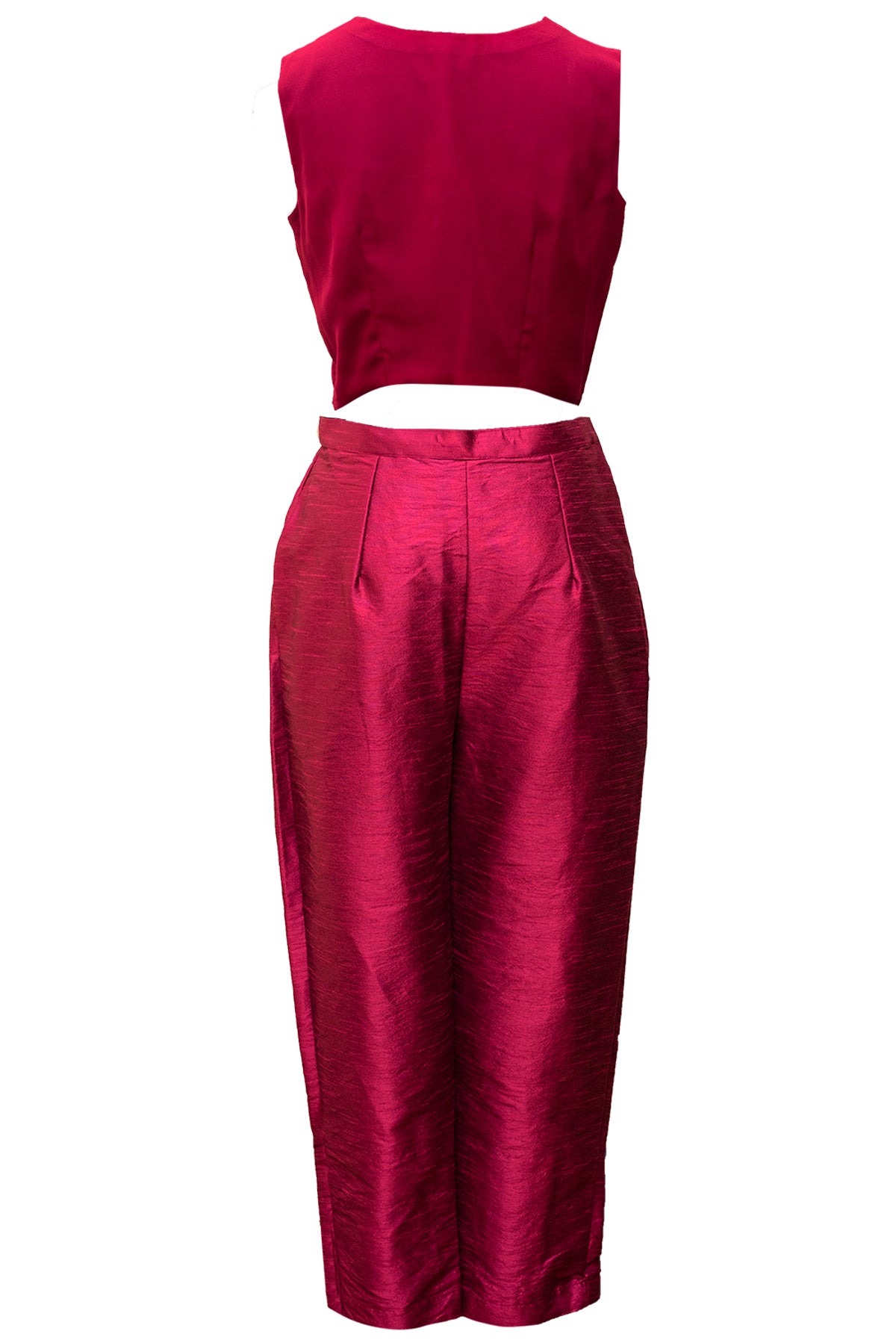 Maroon Crop Top And Pant Set