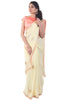 Light Yellow Saree With Peach Blouse