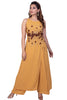 Yellow Anarkali With Brown Flowers