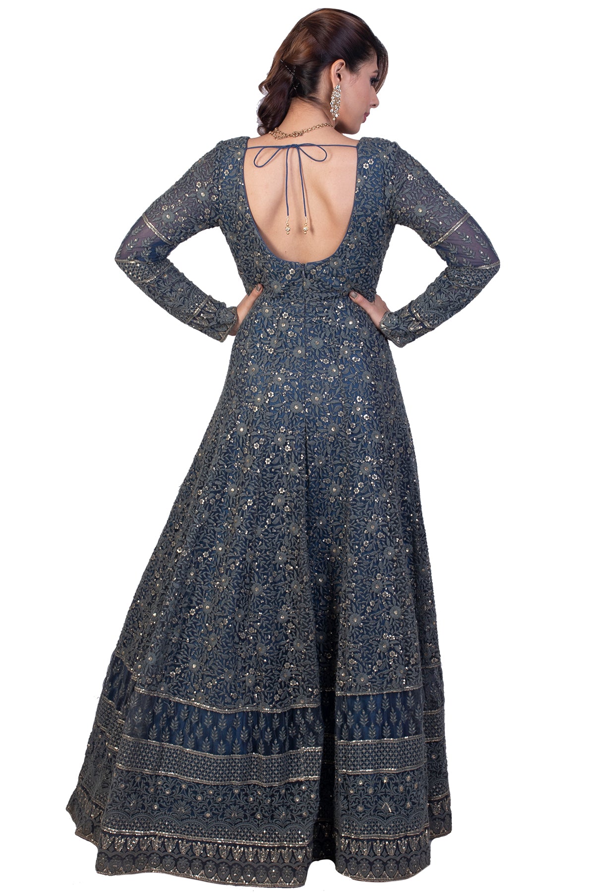 Ash Blue Anarkali Set