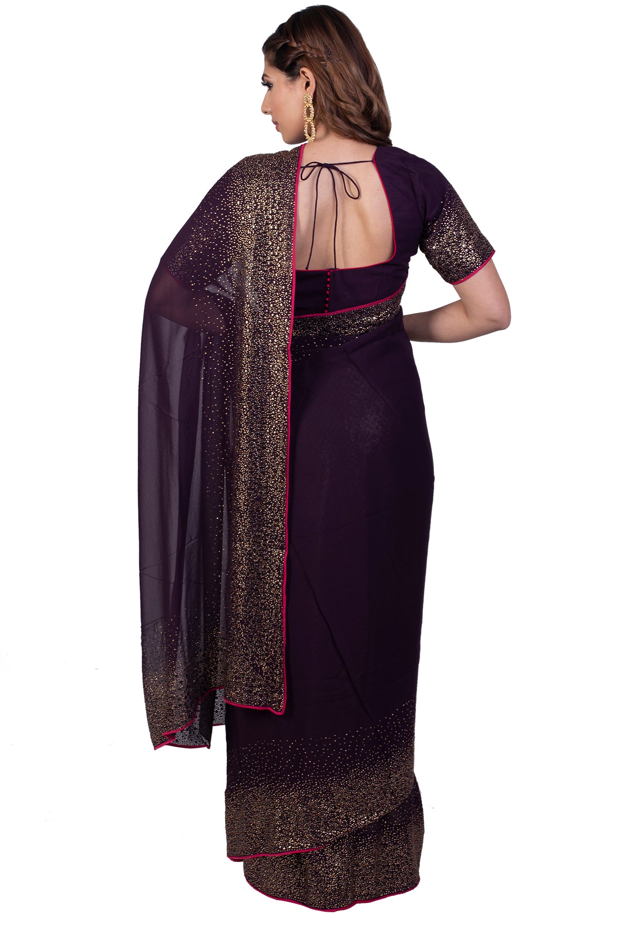 Purple Sequin Saree