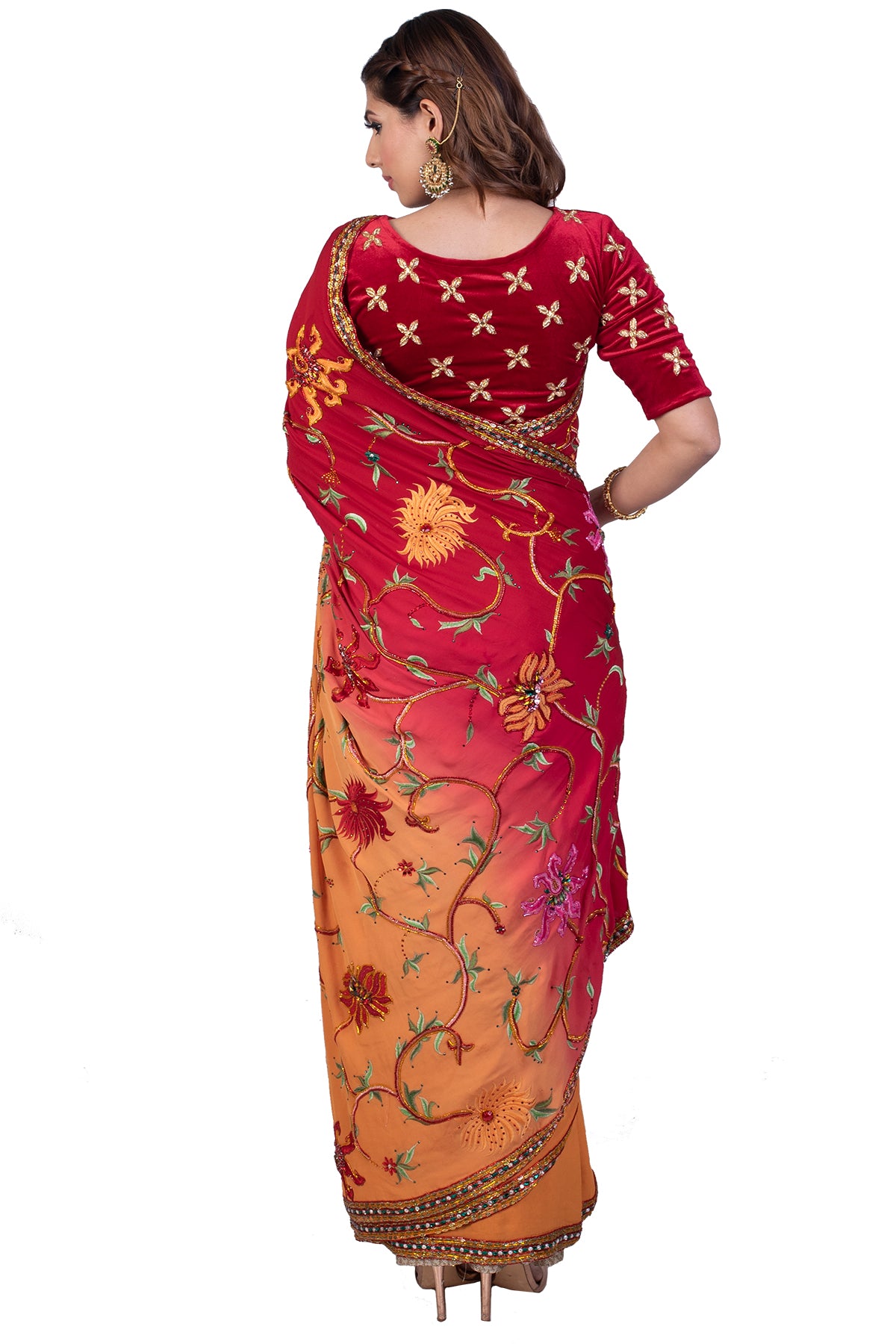 Orange Ombre Saree