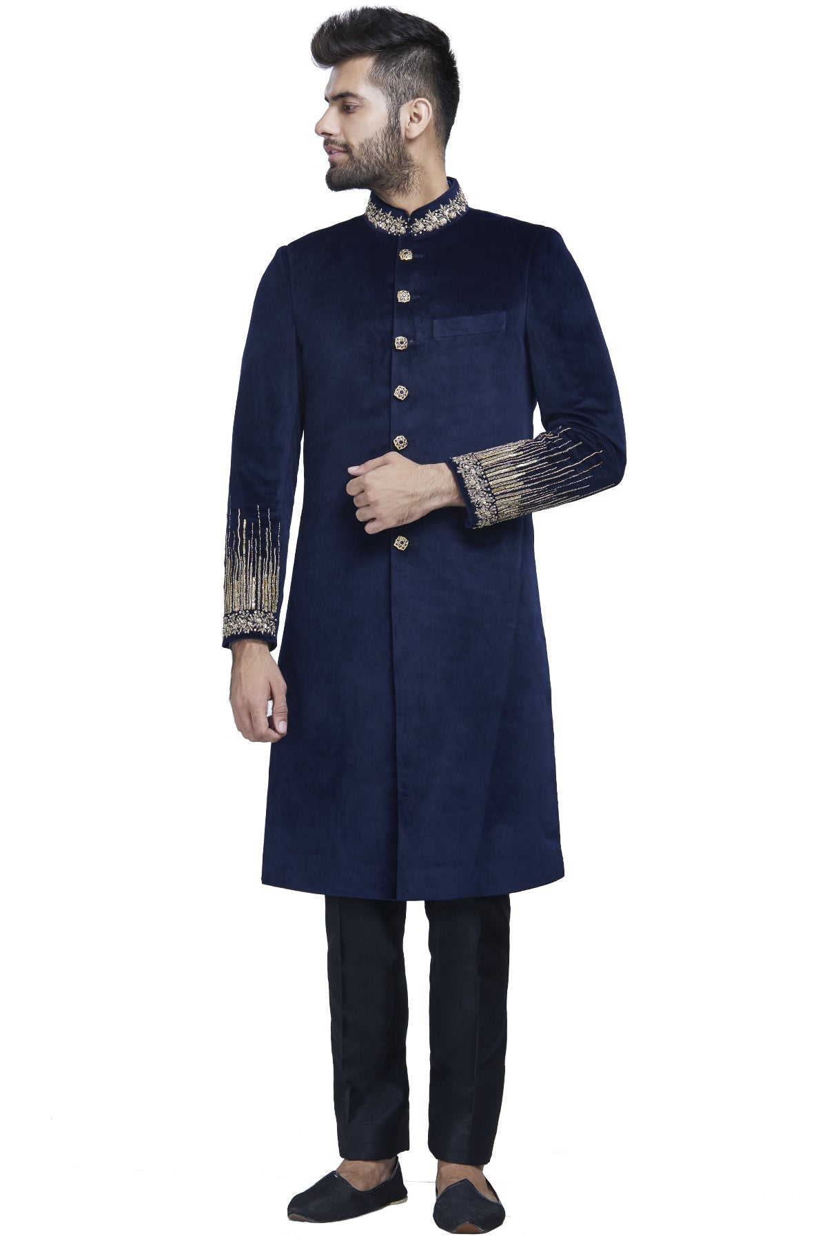 Blue velvet Sherwani