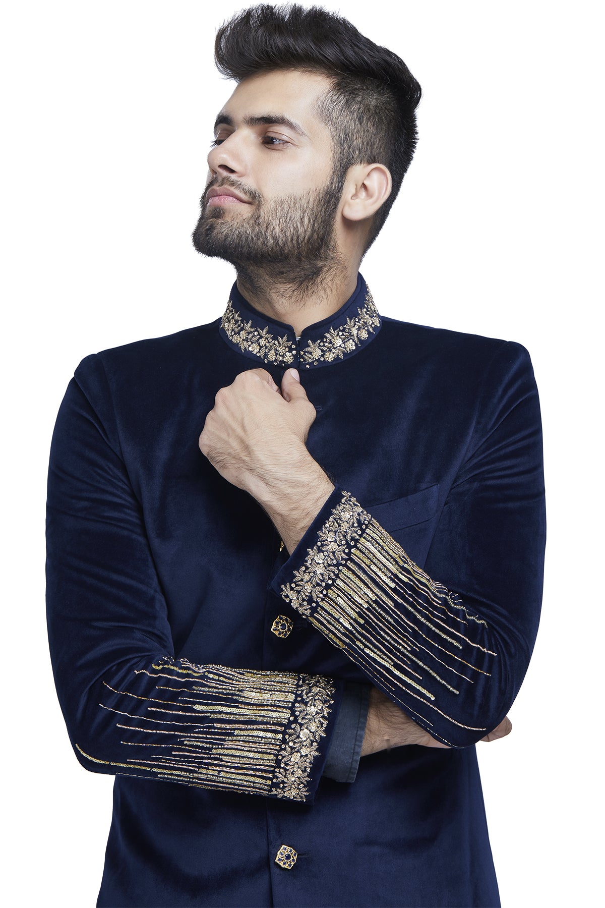 Blue velvet Sherwani