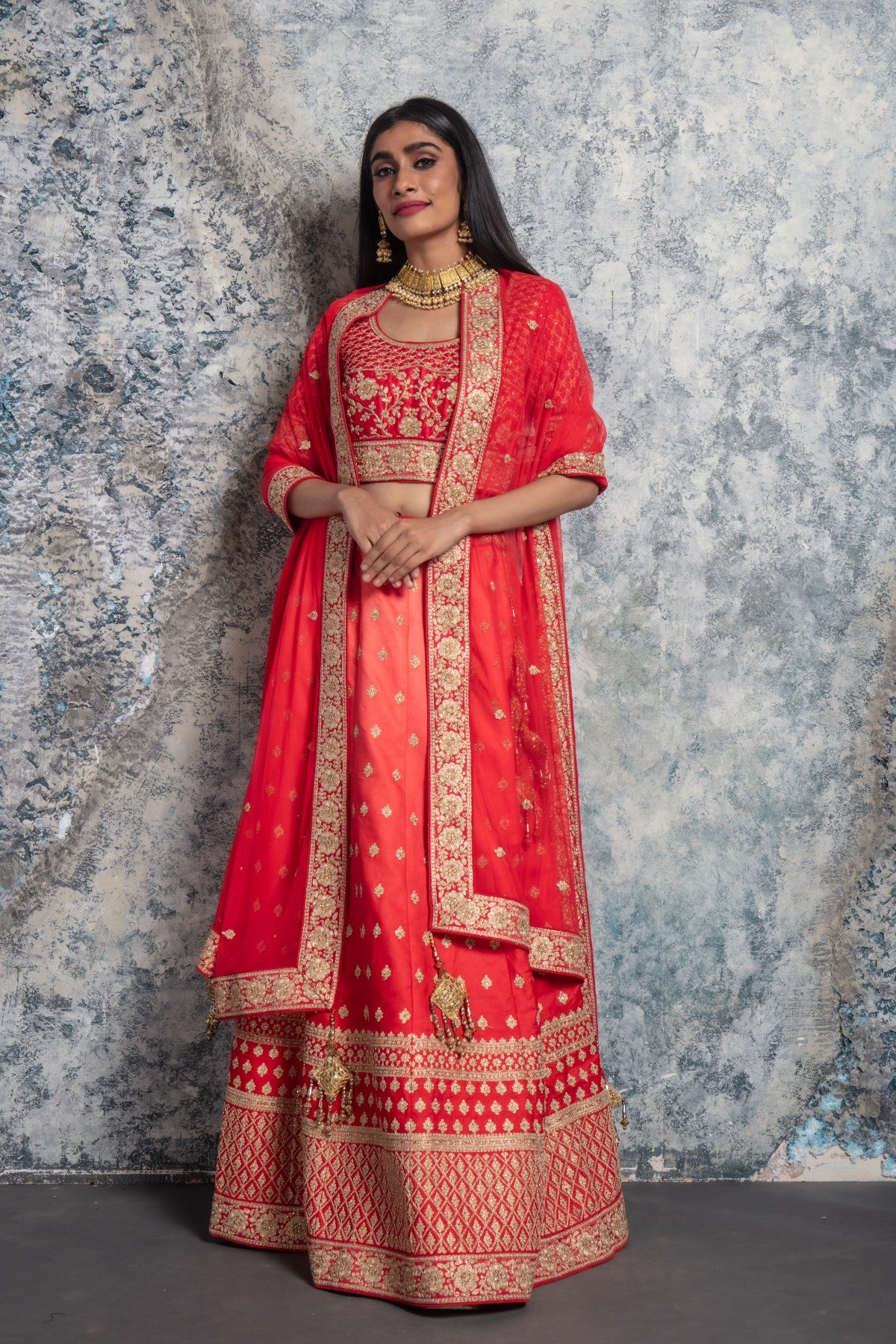 Ombre Red and Orange Lehenga set