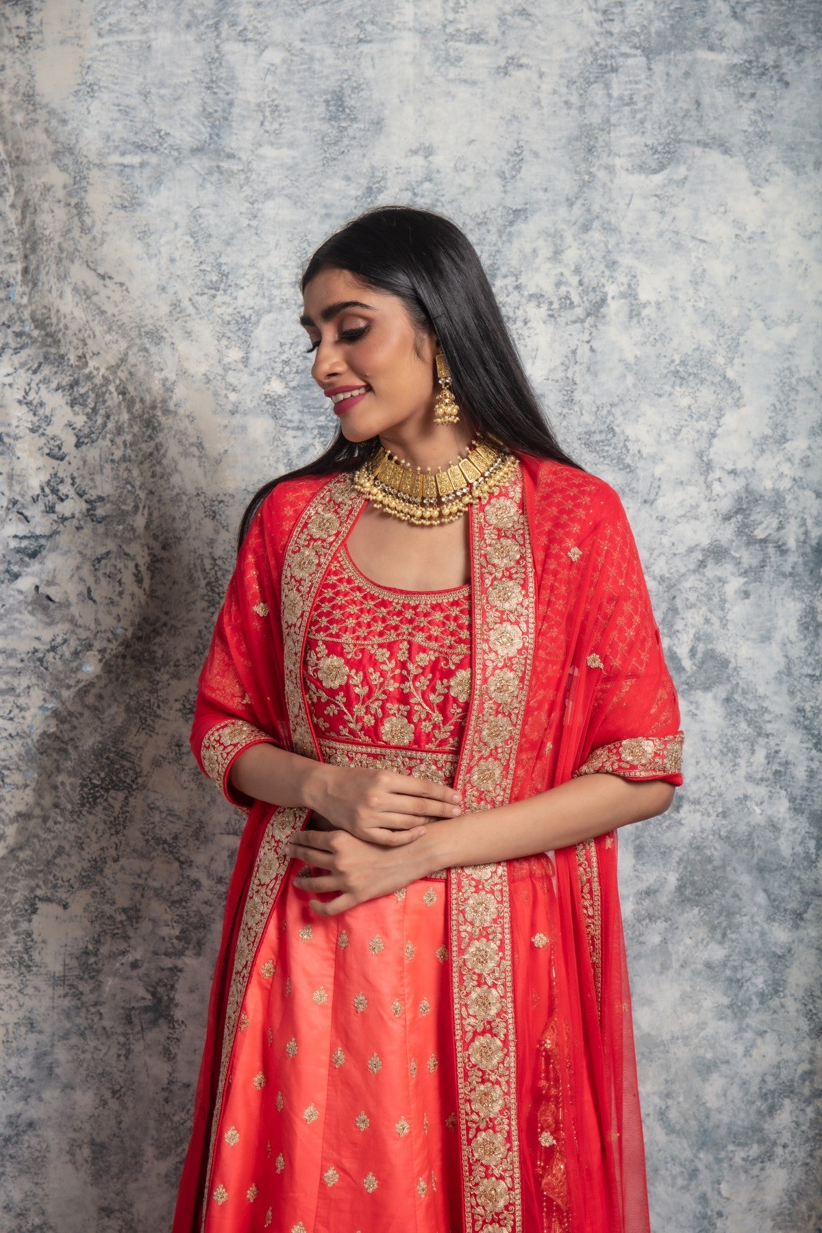 Ombre Red and Orange Lehenga set