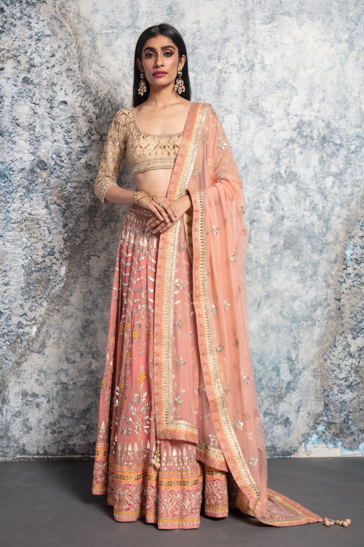 Peach Embellished Lehenga