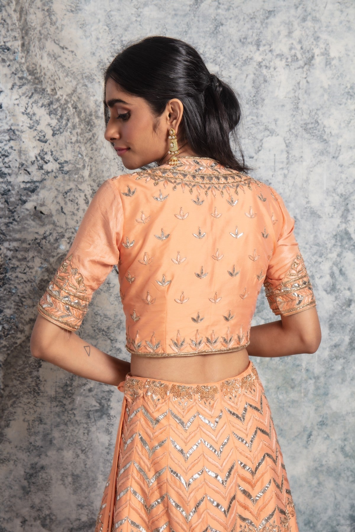 Peach heavy Embroidered Lehenga set