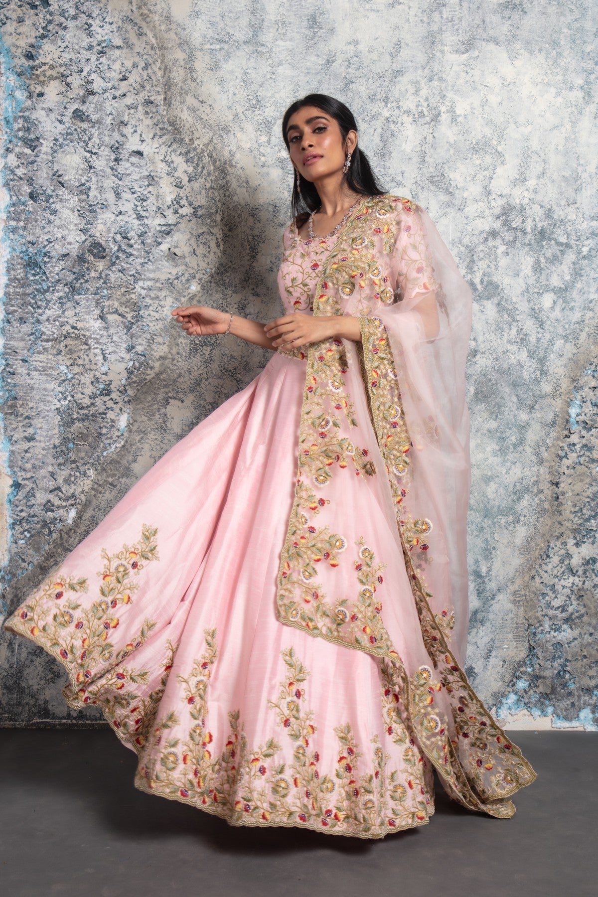 Pink Embroidered Lehenga