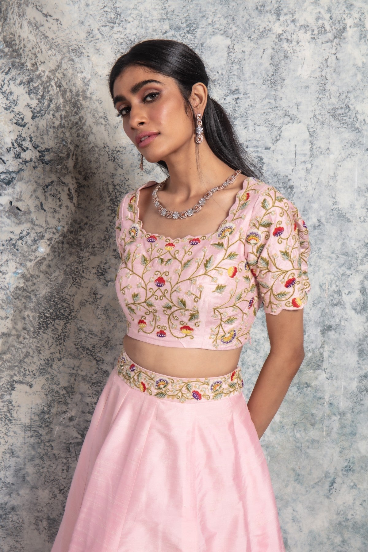 Pink Embroidered Lehenga