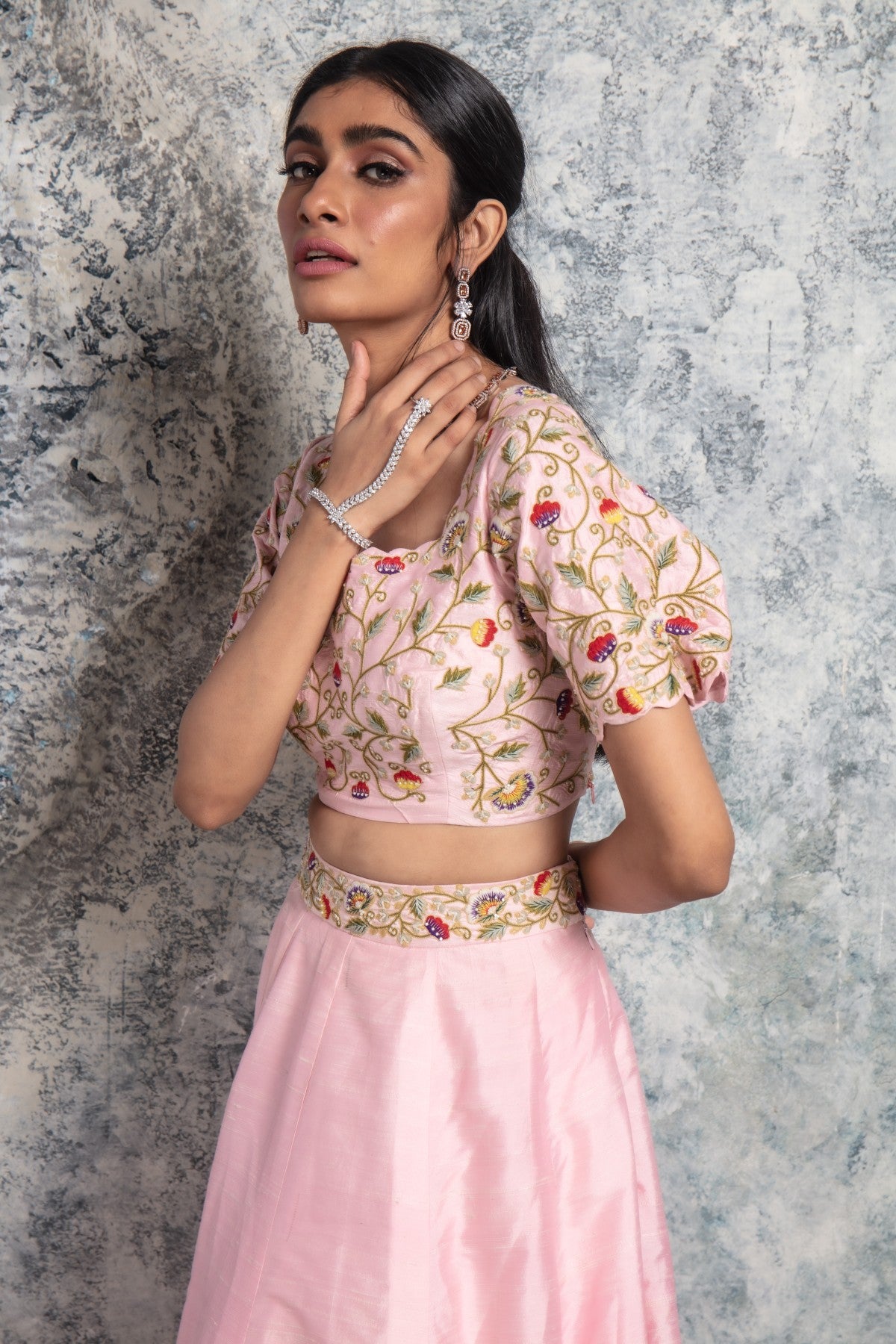 Pink Embroidered Lehenga