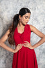 Ravishing Red Flowy Gown with Trail