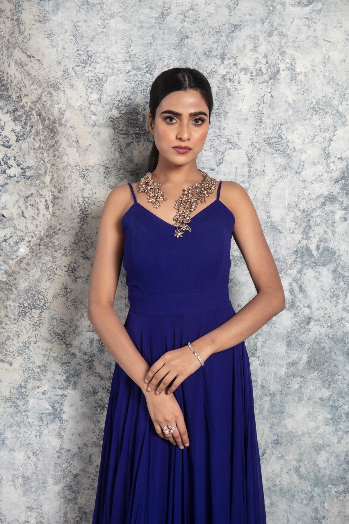 Royal Blue Strappy Flowy Gown with Trail TheStylease.com Royal Blue Strappy Flowy Gown with Trail TheStylease.com