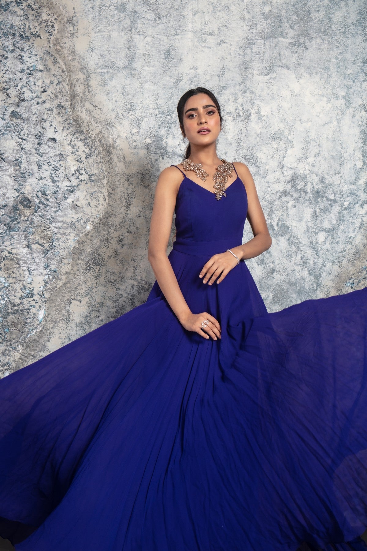 Royal Blue Strappy Flowy Gown with Trail TheStylease.com Royal Blue Strappy Flowy Gown with Trail TheStylease.com