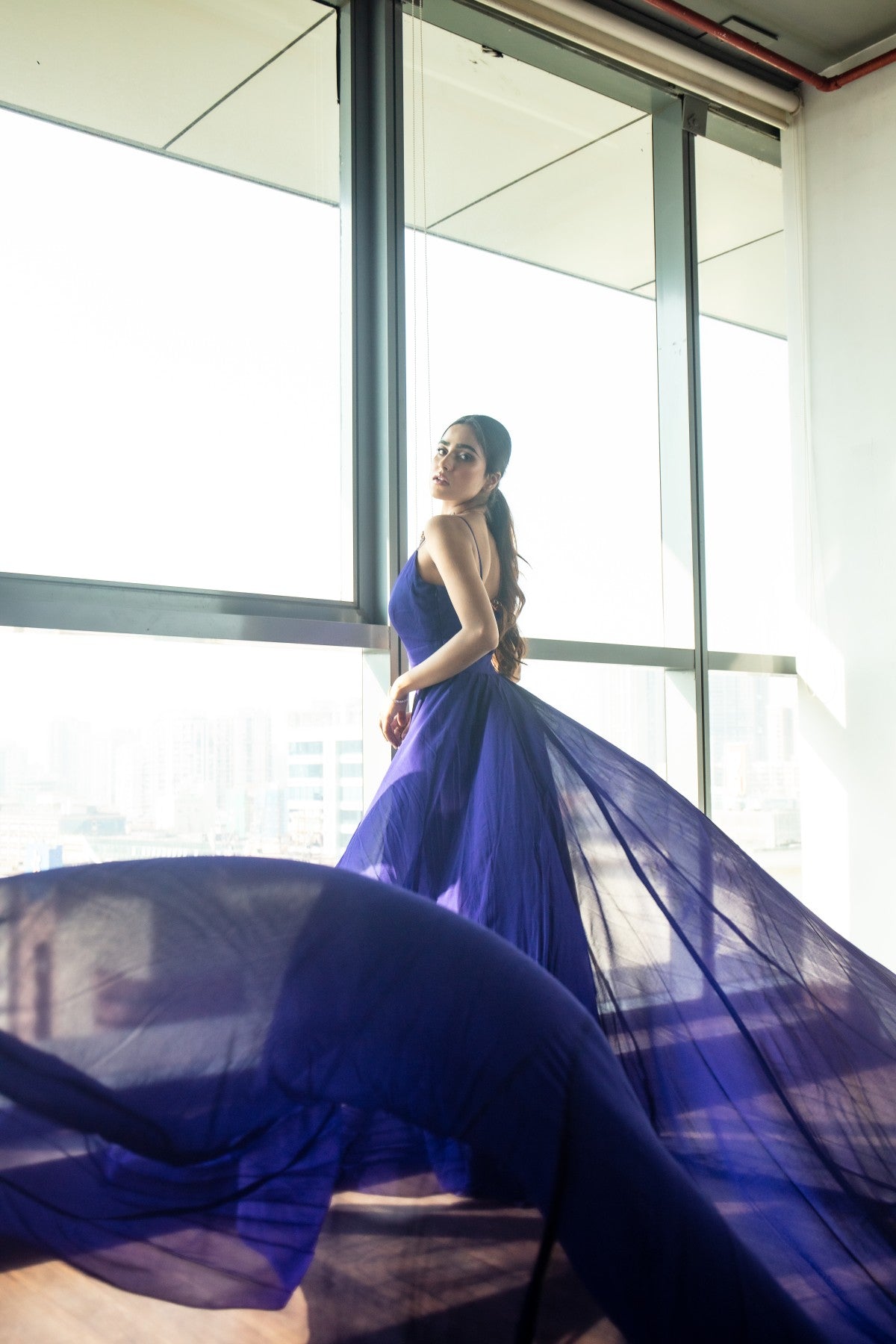 Royal Blue Strappy Flowy Gown with Trail TheStylease.com Royal Blue Strappy Flowy Gown with Trail TheStylease.com