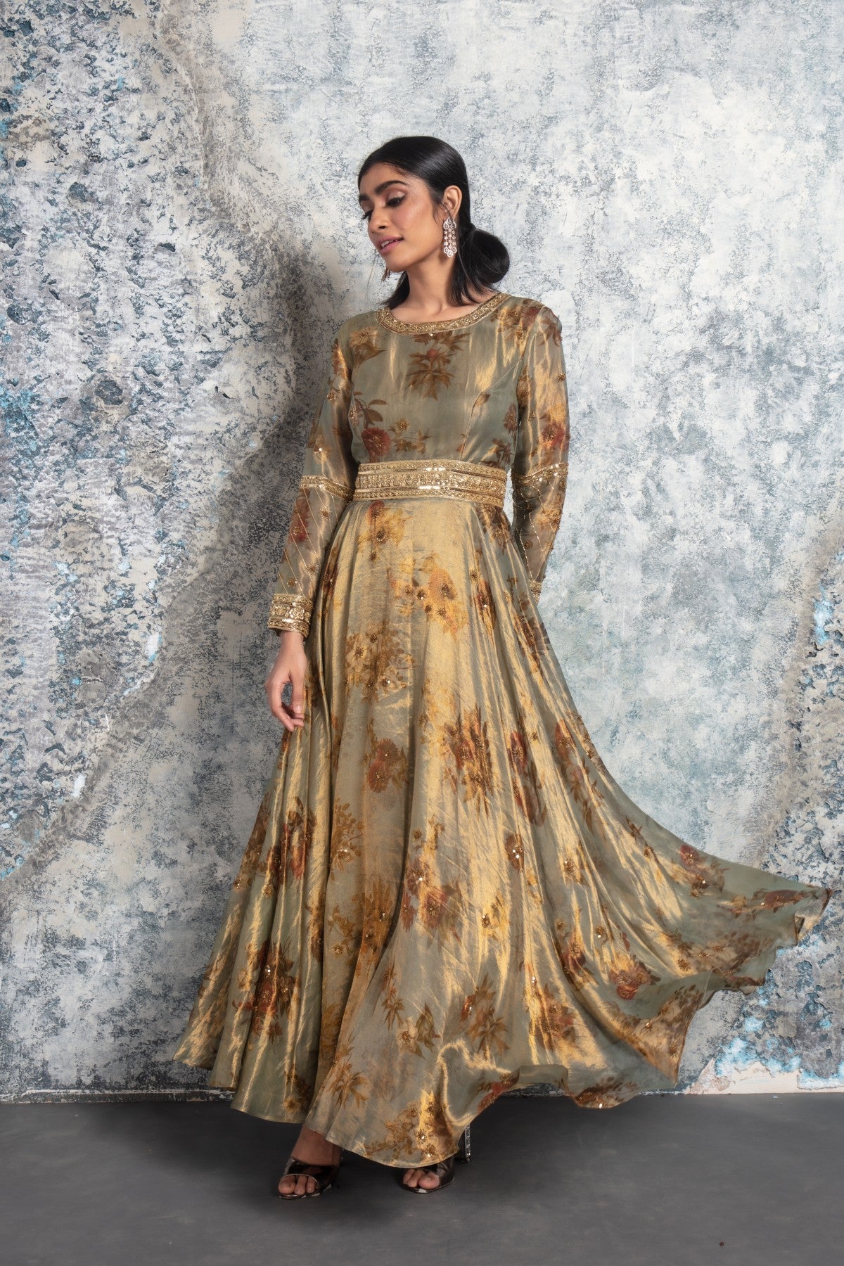 Rustic Gold Embroidered Flowy Gown TheStylease.com Rustic Gold Embroidered Flowy Gown TheStylease.com