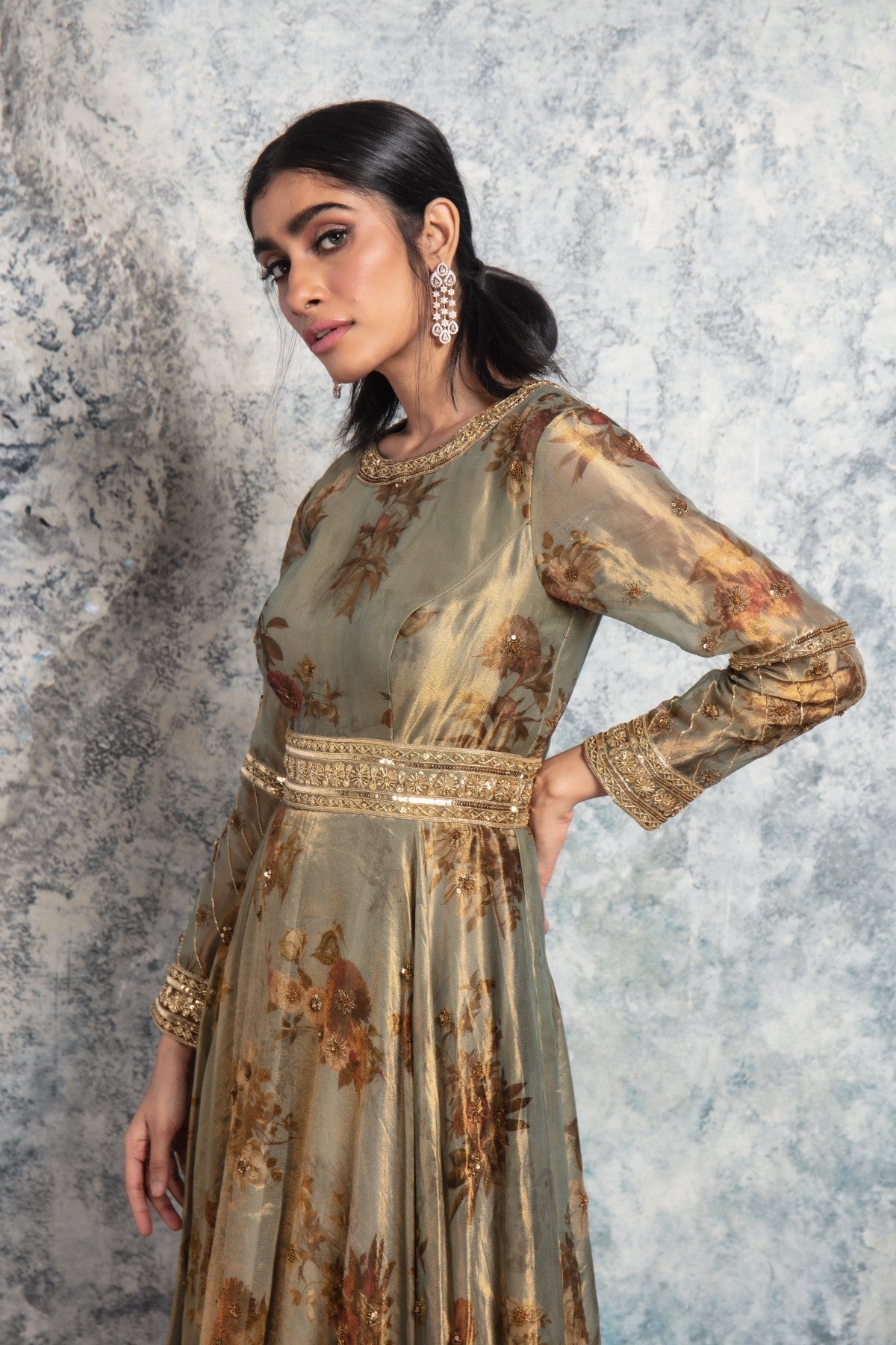 Rustic Gold Embroidered Flowy Gown TheStylease.com Rustic Gold Embroidered Flowy Gown TheStylease.com