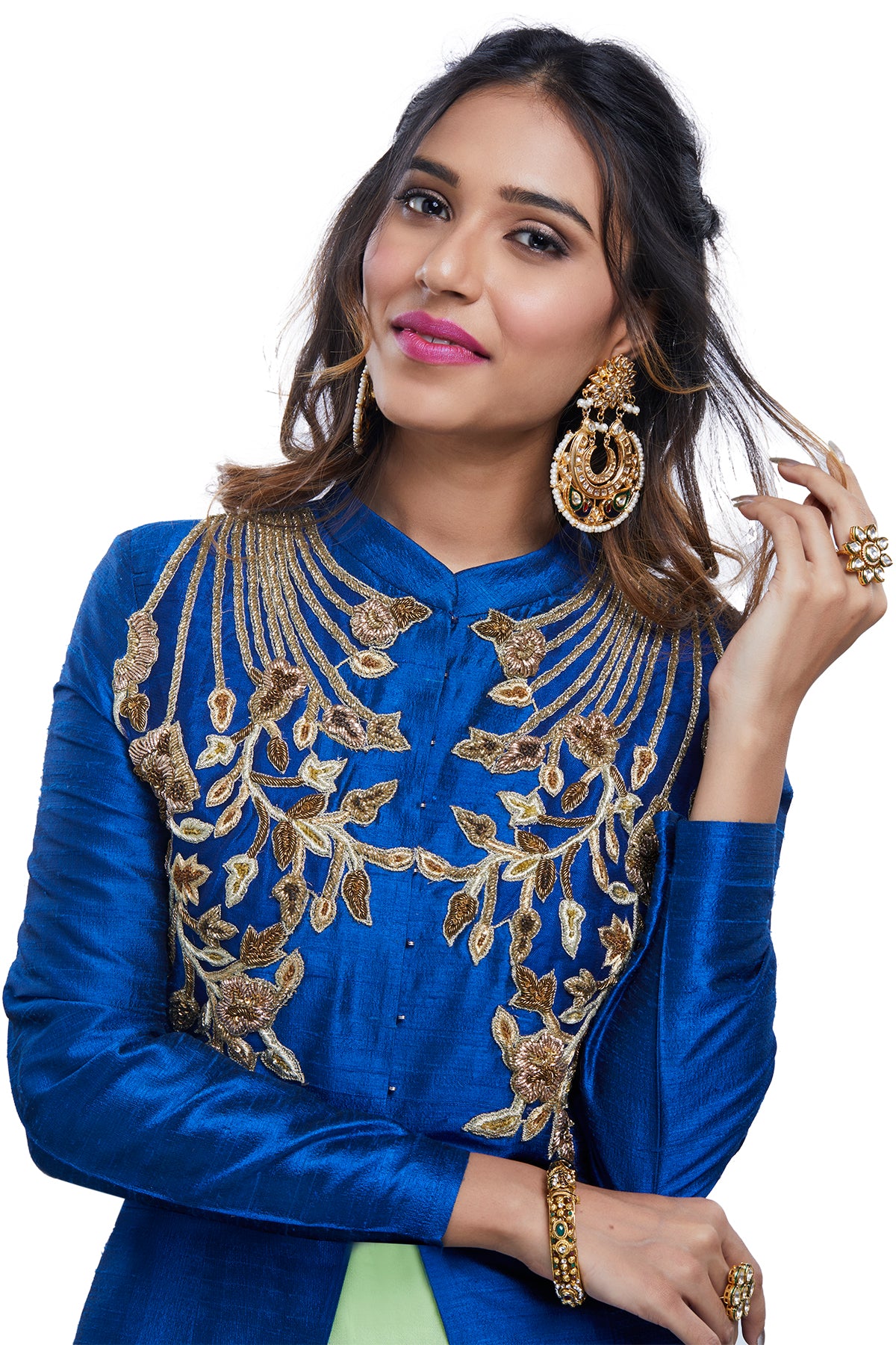Buy Kinina - Women Printed Viscose Rayon Blue Jacket With Gown-Blue-7XL  Online at Best Prices in India - JioMart.