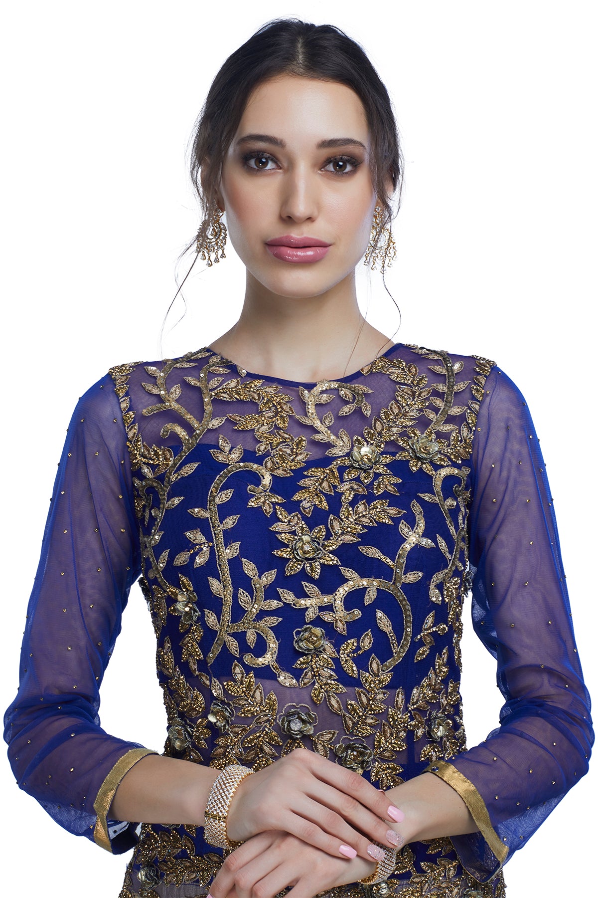 Blue indo-western gown
