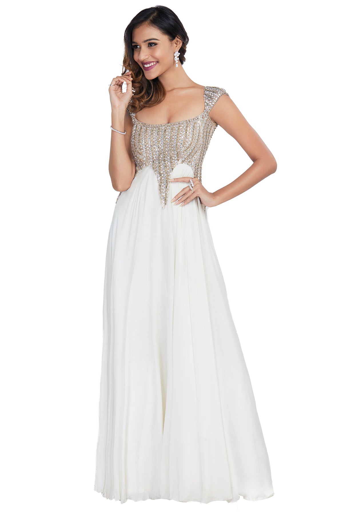 Embellished white gown